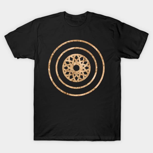 Gold Geometric Glyph Mandala Sigil Rune Sign Seal  -  017 T-Shirt by Holy Rock Design